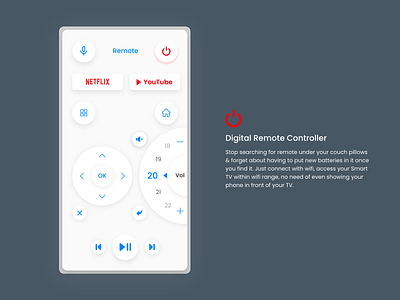 Smart TV Remote | Neumorphism UI adobe xd concept creative design digital dribbble interface logo minimal minimalist mobile mobile app neumorphic neumorphism product remote smart ui ux vector