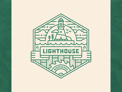 Lighthouse Woodwork banner blade clouds lighthouse logo linework saw wood woodwork woodworking