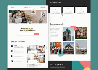 Interior Design Firm Landing Page app branding design landing page product design typography ui ux web design website