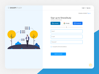 Sharp Study - Sign Up 2d 3d adobe adobe illustrator app art danialnazemi design figma flat graphic illustration logo passion ui uidesign ux uxdesign vector website