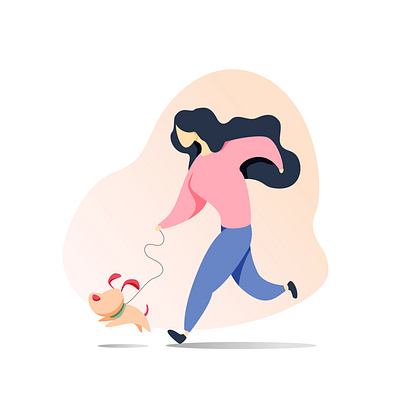 Morning walk with your pet- My 1st illustration ever! design dog flat graphic design illustration illustrator logo run ui ux vector walking