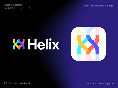 Helix - Logo Design 🧬 brand identity design branding colors creative logo dna h helix lettermark life logo logo design monogram overlap pathway storyline track visual identity design