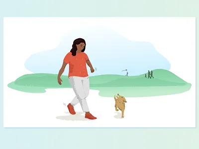 Walking dog dog illustration dog walking illustraion park walking woman woman illustration