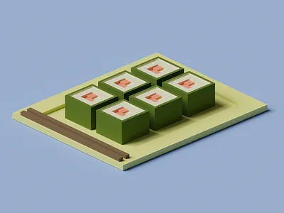 Sushi Platter 3d blender blender3d blender3dart blendercycles isometric orthographic