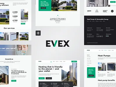 Evex Elementor Template Kit air condition clean clean energy cooling electricity elementor green heat pump heating hvac industry inspiration repair shop repairman solar energy solar panels solar power template website wordpress