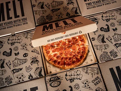 Birthday Melt design illustrations packaging pizza