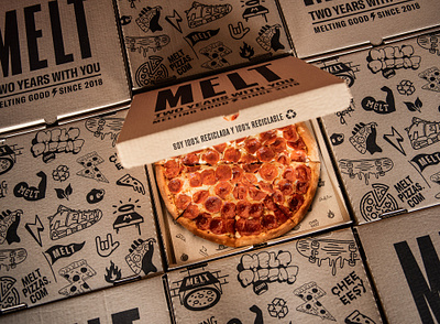 Birthday Melt design illustrations packaging pizza