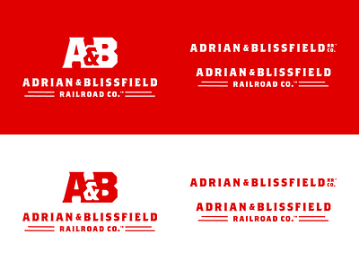 Adrian & Blissfield Railroad Logo System ampersand bold branding brothers derek mohr grand rapids graphic design identity lettermark locomotive logo design logo system michigan monogram railroad red responsive logo train typography wordmark