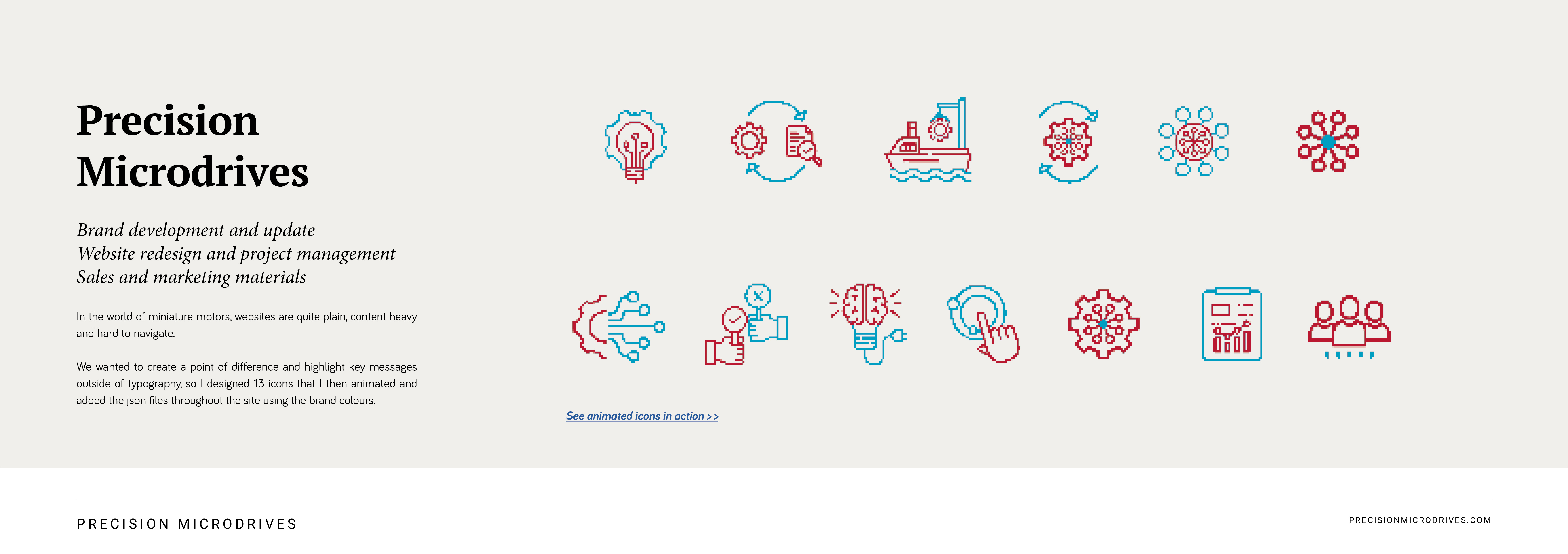 Precision Microdrives animation design illustration ui ux website design