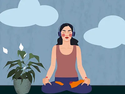 yoga meditation pose design digital illustration digitalart illustration lotus position woman illustration yoga pose