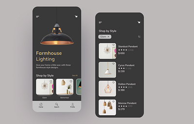 Lamp Store App app design application design ecommence ecommerce lamp light minimal mobile app mobile ui pendant product product design shop ui uidesign uidesigner uidesigns uiux ux