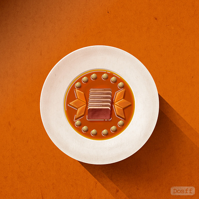 Braised Ham with Honey Sauce chinese food flat food food illustration ham illustration lotus vector