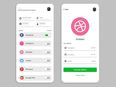 Aplication On/Off Social Media app app ui ux web designui ui ui ux web design ux web