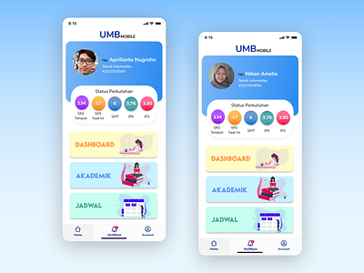 UMB Mobile Redesigned - 4 app branding clean up design dashboard ui education app flat grades mobile app design redesign ui ui ux design university app ux