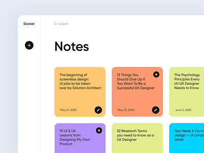 Docket note (Side menu) animation app design application clean ui component dashboard design desktop app micro interaction minimal motion note project side menu sticky note to do list ui ux web app webdesign