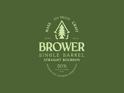 Brower Bourbon Label bourbon branding logo tree typography whiskey wilderness