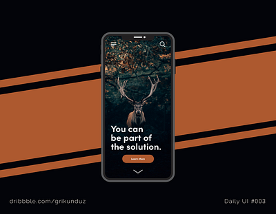 Daily UI #003 Mobile Landing Page app dailyui dailyui 003 dark deer landing mobile premium user interface