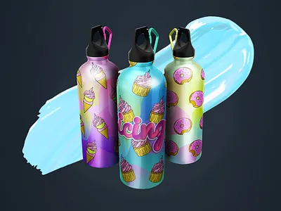 💖WATCH THE ICING flask bottles💖 3d 3dmodeling branding graphic design illustration logo logo design mockup packaging product productdesign ui