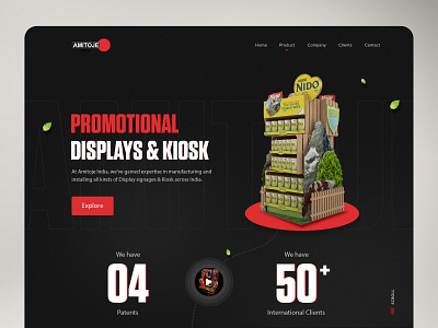 Amitoje Website | Kiosk Manufacturer branding concept dark ui design experience homepage interface kiosk landing page minimal product signages ui user interface design ux web website