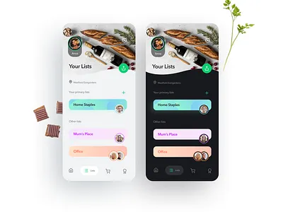 Grocery Shopping List app design clean ui collaboration dark mode food food app grocery grocery app grocery online ios ios app mobile app mobile app design mobile ui shopping app social uidesign uxdesign