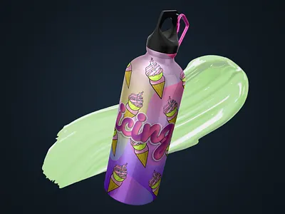 WATCH THE ICING ice cream flask bottle 🍦💖 3d 3d model 3dmodeling bottle design branding design graphic design illustration logo mockup packaging product productdesign ui ux