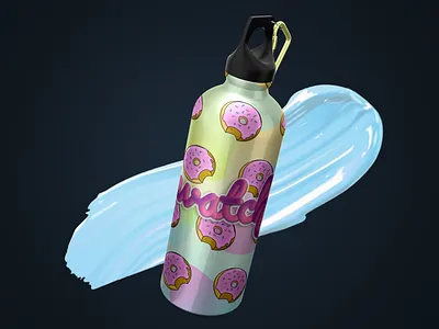 WATCH THE ICING donut flask bottle 🍩💖 3d 3dmodeling branding graphic design icing illustration logo packaging packagingdesign product productdesign ui ux vector