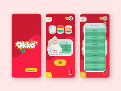 Okkots UI Mobile Game culinary game design games makassar mobile app mobile app design mobile ui red mobile design traditional ui ux ui design ui kit ui mobile ui mobile game ui ux ui ux game design