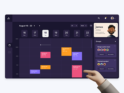 Calendar app - Dark UI 2020 adobe xd app app design calendar calendar app calendar ui concept dark dark mode dark ui design interaction design meeting scheduler ui uiux user experience ux web design