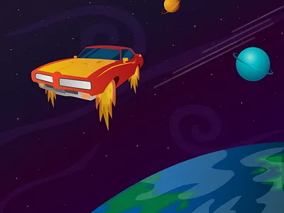 Space Burner - Illustration adobe illustrator art car dark design illustration planet space vector vector art