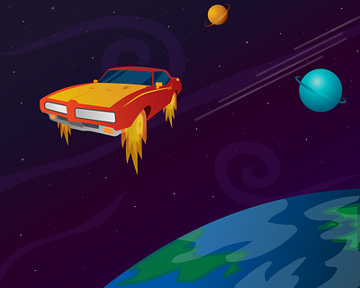 Space Burner - Illustration adobe illustrator art car dark design illustration planet space vector vector art