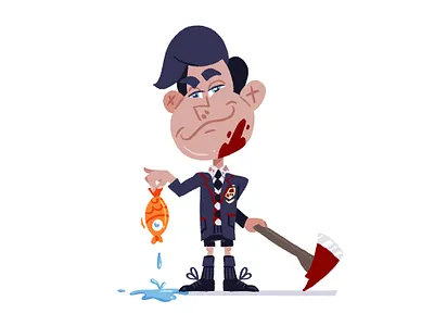 Number Five - The Umbrella Academy axe cartoon cartoon character character design fan art gold fish hatchet illustration number 5 photoshop wacom wacom cintiq