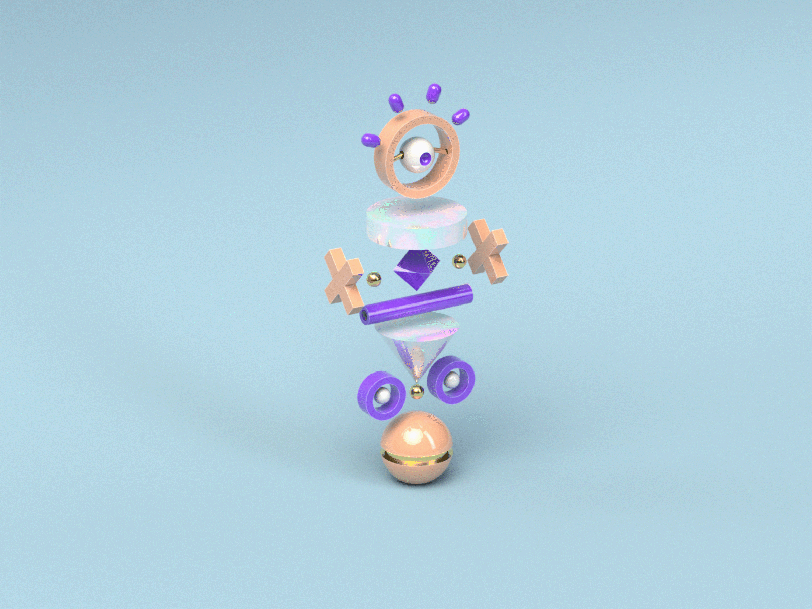 Totemüs 3d cinema4d colorful illustration pastel primitive render shapes totem totems