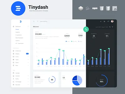 Tinydash Clean Bootstrap Admin Template - Cover Design admin template bootstrap dashboard design dashboard template dashboard ui design e commerce template