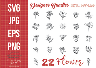 25 Designer Bundles Flower flora Clip-art SVG Wall art art background beautiful beauty big set black botanical botany collection cute decor decoration decorative design different drawn eco elegance elegant element