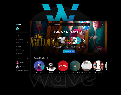 Wave Music Streaming audiobooks branding mobile design music music news streaming ui ui ux web design website