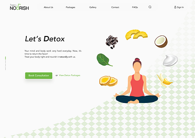 Toxic and Nourish Hompage botox design detox green illustration logodesign minimal textlogo ui ux web