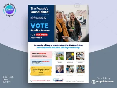 Political Flyer Design Template – Feature The Issues campaign marketing candidate promotion canva template election campaign election flyer feature the issues government elections marketing materials political awareness political campaign political flyer print design vote for change