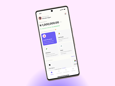 An ajo app (Digital rotating savings app) fintech mobile app savings ui