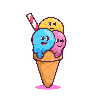 Sweet and cute ice cream illustration cold