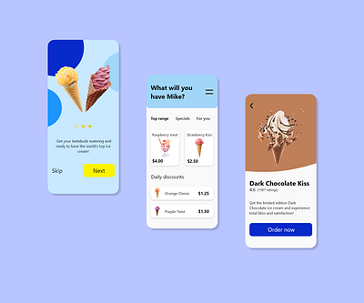 Ice cream Shop app design ice cream ui ux