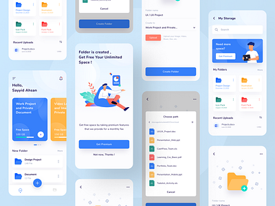 Cloud Storage App - User Flow app cloud app cloud storage daily design flat illustration illustration mobile mobile app design storage ui ui design uiux ux white