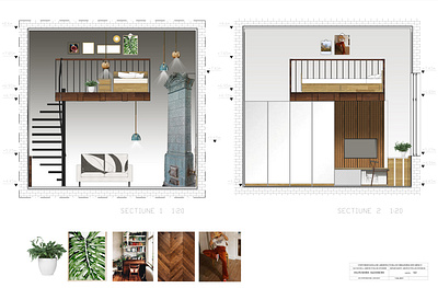 CAMPUS room design colage concept design green interior interior architecture proposal