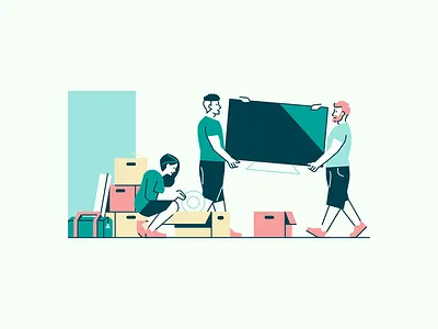Tiny Illustrations #3 boxes car illustration moving packing storage tv van