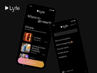 Lyfe: Social Nightlife App app application branding design nightlife social typography ui ux website