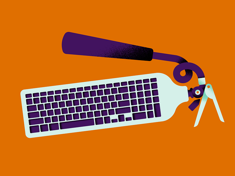 NCSC art director artwork calamities crisis cyber design digital editorial extinguisher fire graphic illustration keyboard magazine minimal security texture