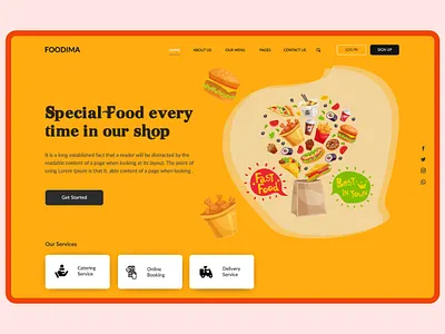 Food Landing Page cake dailyui design dribbble drinks food food and drink food illustration foodie foodlandingpage foodtemplate landingpage testy trend ui design uiux vector web website webui