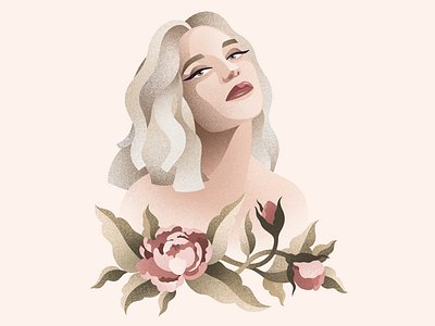 Digital portrait beautiful digital flowers illustration portrait