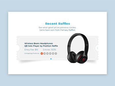 Fantasy Raffles :: Live Raffle blue coupon fantasy football headphones icons illustration people prize raffle slider sports vector