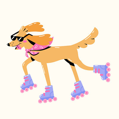 Roller skater dog design dog fun illustration