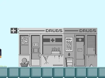 Homie The Game - Pharmacy (grey) aseprite building gamedesign gamedev indiedev pixelart pixelartist pixels